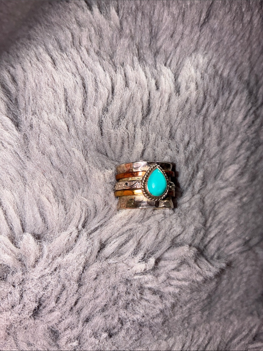Turquoise Teardrop Fidget Sterling Silver Ring - Women Jewelry